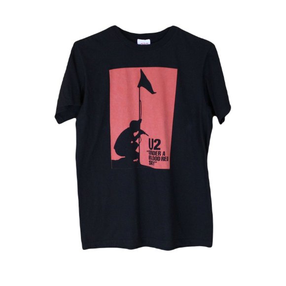 Philcos U2 Under A Blood Red Sky Band Tee Black Red Unisex T-Shirt Medium CA56 - Picture 1 of 7